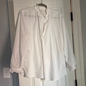 J Crew ruffled white button down